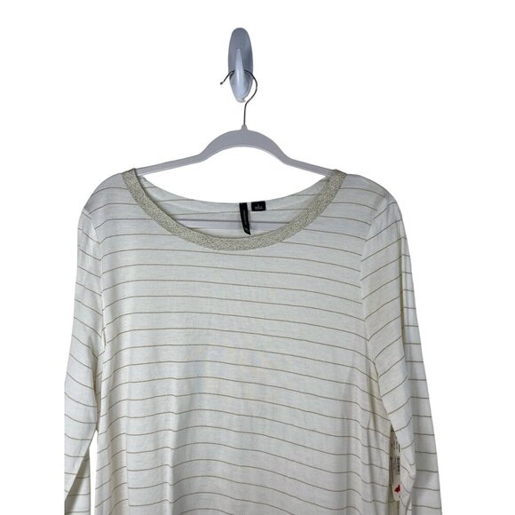 New Directions Long Sleeve Gold Stripe Tunic Top Holiday New Years L - Picture 2 of 9